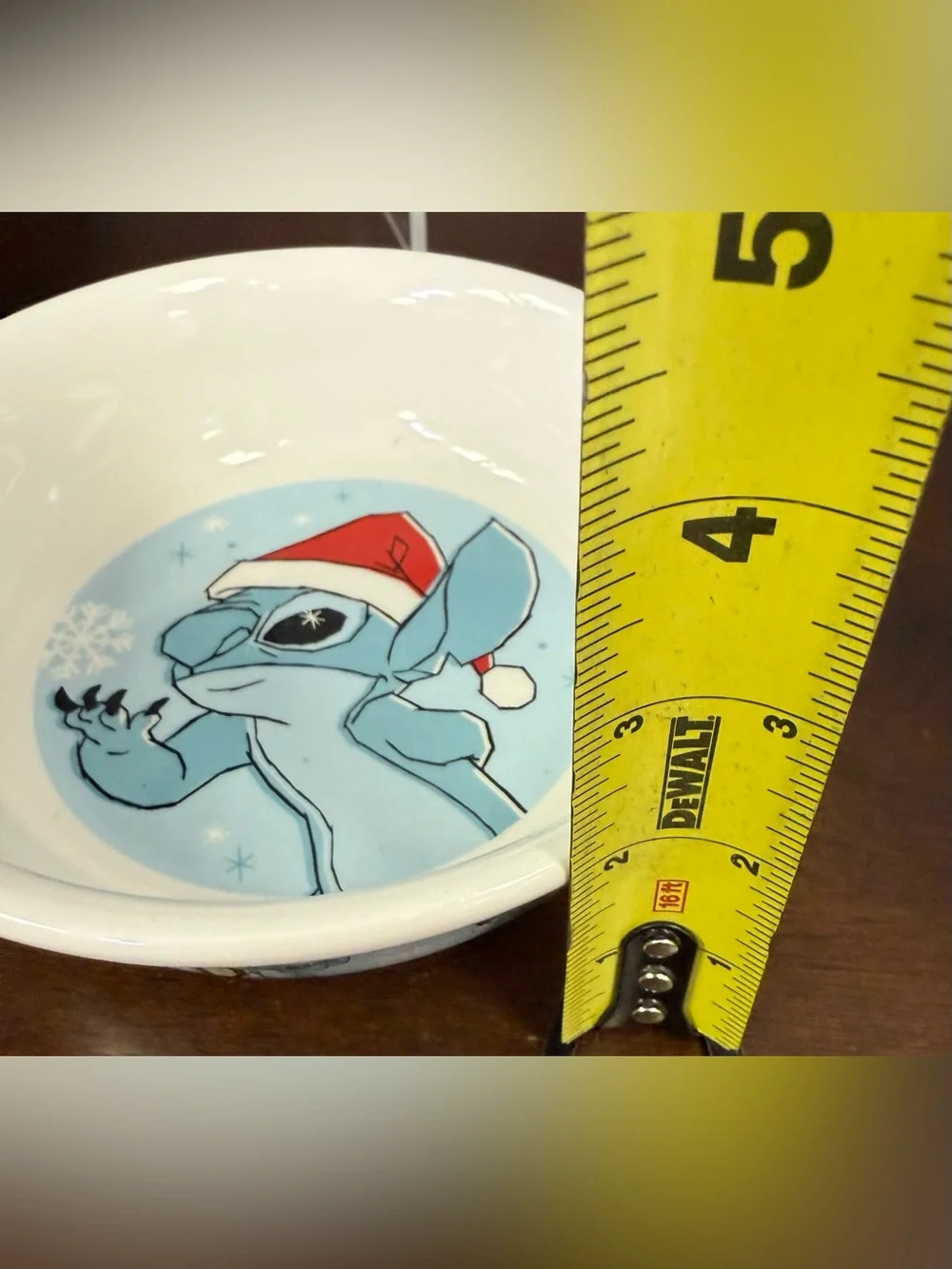Disney Lilo & Stitch Ceramic Pet Cat Dog Food Bowl Non Slip Rubber Feet Santa